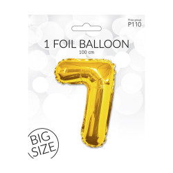 Folie ballon i Guldfarve - str. 100 cm - Tal nr. 7