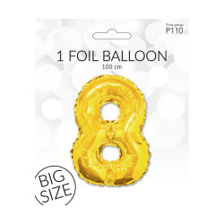Folie ballon i Guldfarve - str. 100 cm - Tal nr. 8