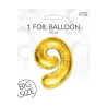 Folie ballon i Guldfarve - str. 100 cm - Tal nr. 9