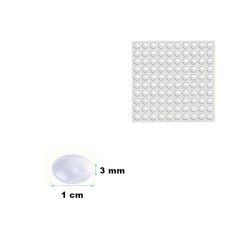 Gennemsigtige Silikone puder, selvklæbende - Halvkugler,ø1cm x h3mm 100 stk.
