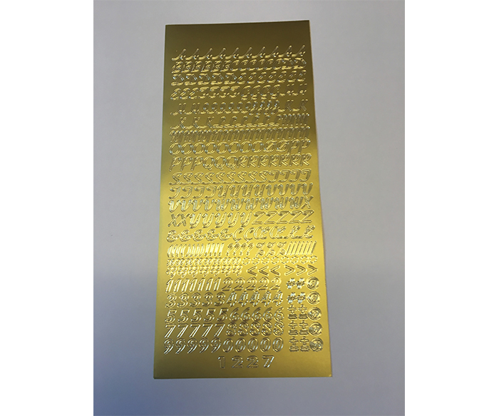 Stickers Peel Off, bogstaver/tal, (1227)guld