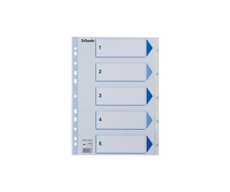 Faneblade PP A4 1-5 hvid