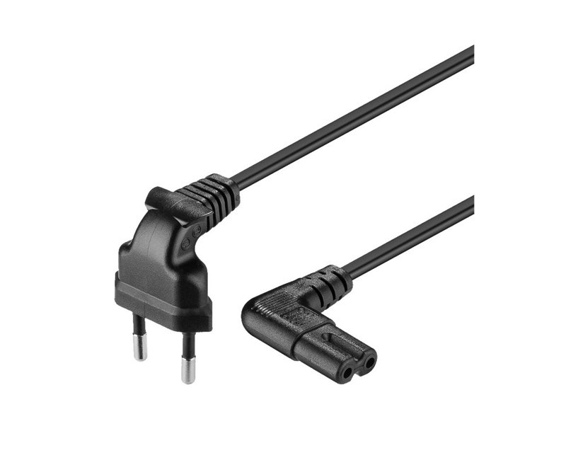 goobay Strøm IEC 60320 C7 Europlug (strøm CEE 7/16) (male) Sort 1m Strømkabel