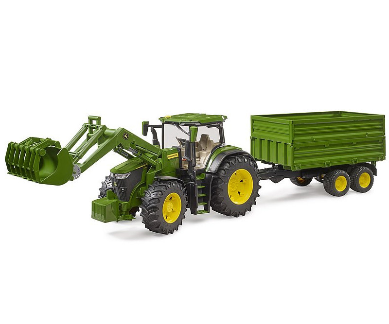 Bruder John Deere 7R 350 Traktor med frontlæsser og tiptrailer