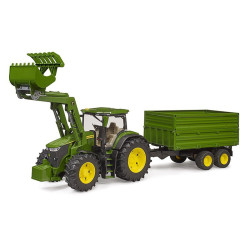 Bruder John Deere 7R 350 Traktor med frontlæsser og tiptrailer