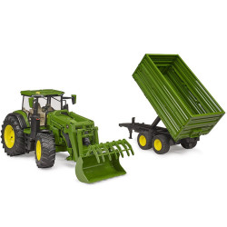 Bruder John Deere 7R 350 Traktor med frontlæsser og tiptrailer