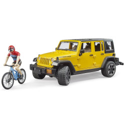 Bruder Jeep Wrangler Rubicon med mountainbike og cyklist