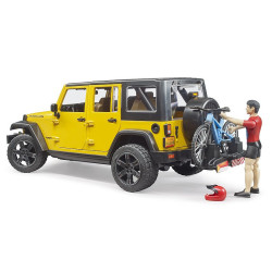 Bruder Jeep Wrangler Rubicon med mountainbike og cyklist