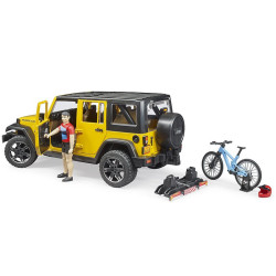 Bruder Jeep Wrangler Rubicon med mountainbike og cyklist