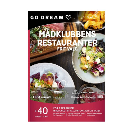 GO DREAM - MADKLUBBEN RESTAURANTER - FRIT VALG (Fysisk Gaveæske)