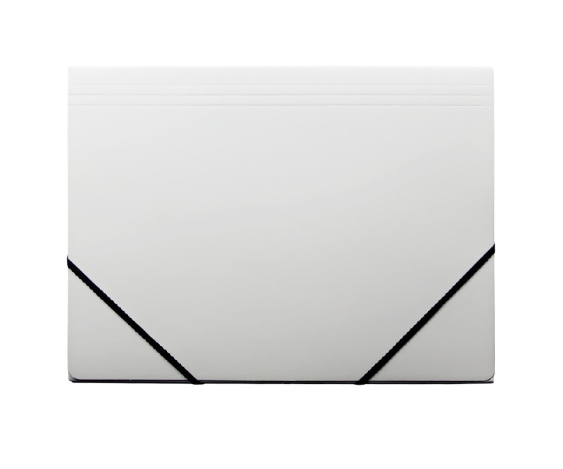 Elastikmappe A4 - Q-Line hvid blank karton med 3 klapper