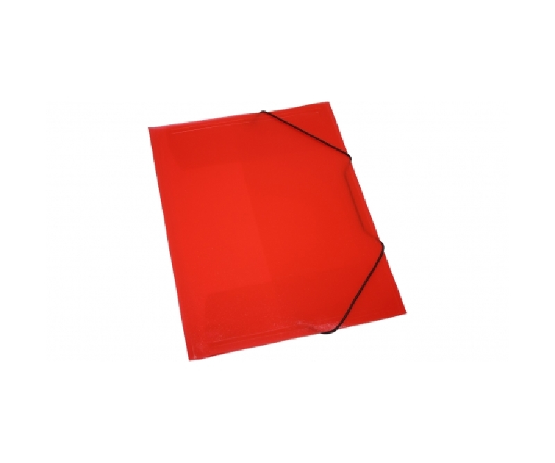 Elastikmappe PP C4 transparent med 3 klapper - Rød