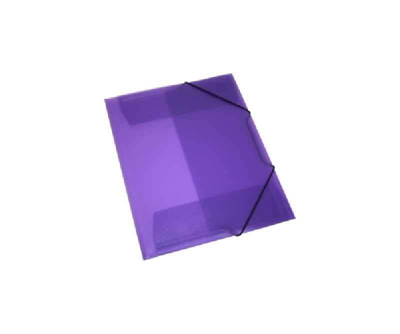 Elastikmappe PP C4 transparent med 3 klapper - violet