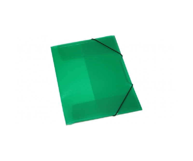 Elastikmappe PP C4 transparent med 3 klapper - grøn