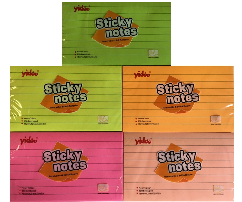 Stick Notes 75*125 mm Ass. Farver - Pr. stk.