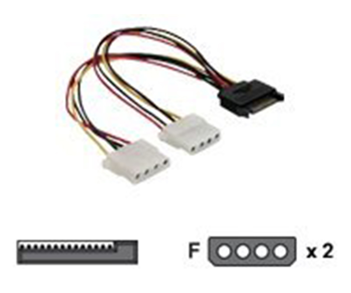 DeLOCK 4-PIN Molex (hun) - 15 pin Serial ATA strøm (hun) 20cm