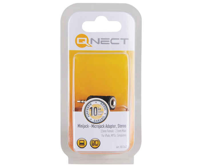 Qnect Minijack 3,5mm hun - Microjack 2,5mm han Stereo