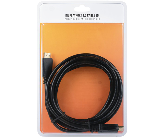 Qnect DisplayPort kabel 1.2 UHD 20-pin han - han, 3m