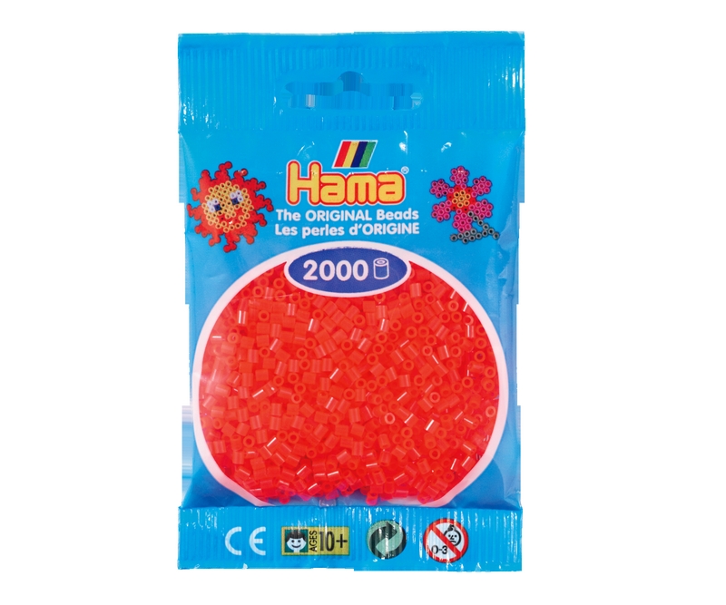 Mini perler 2,5mm - neon rød  (nr 501-35)