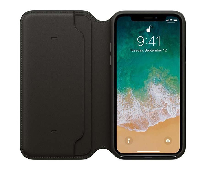 iPhone X Wallet Flip Case Black PU Leather