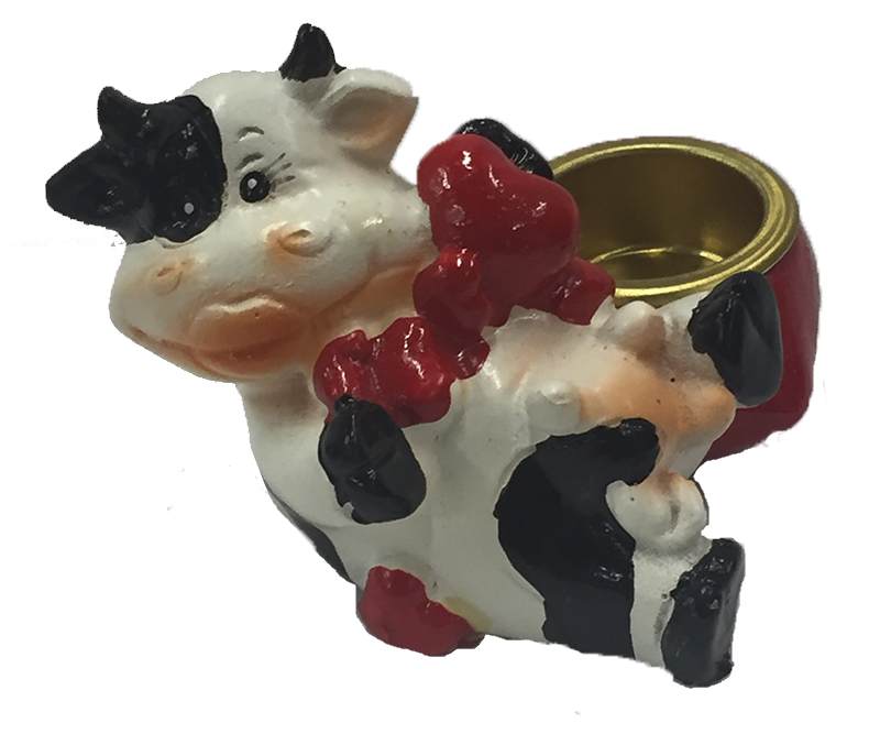 Mini lysestage - Liggende ko med hjerter
