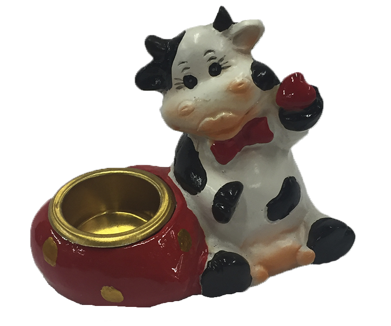Mini lysestage - Siddende ko med hjerter
