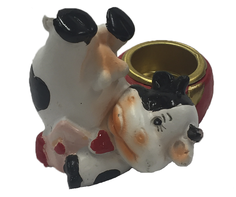 Mini lysestage - Liggende ko med små hjerter
