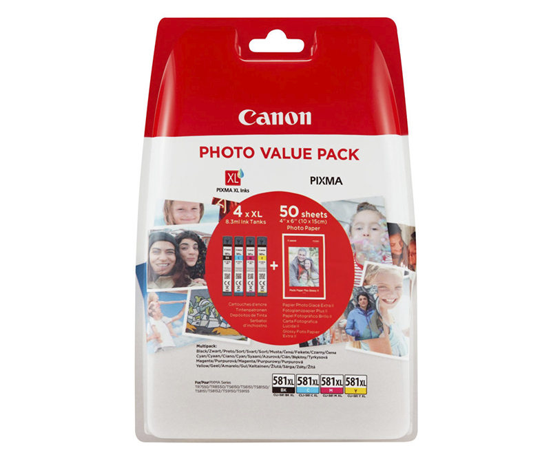 Canon CLI 581XL /BK Photo Value Pack Sort Gul Cyan Magenta