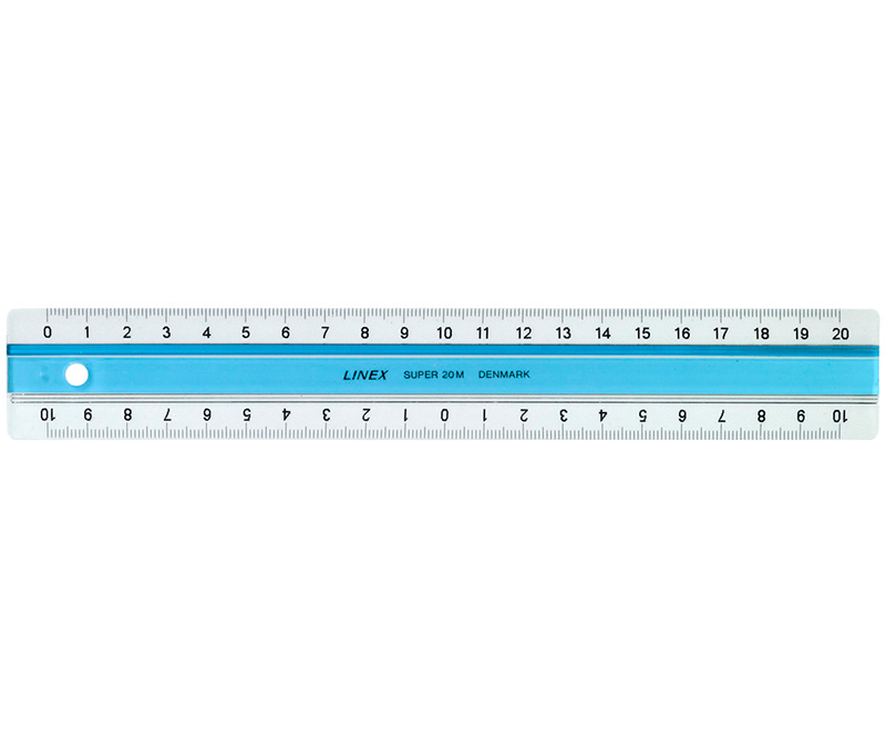 Linex Lineal m/gummiskinne 20cm - Blå