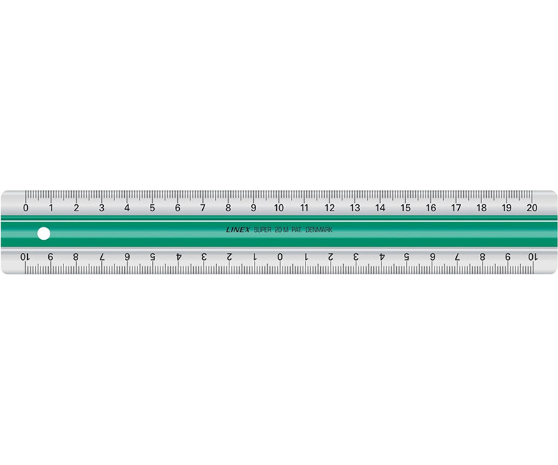 Linex Lineal m/gummiskinne 20cm - Grøn