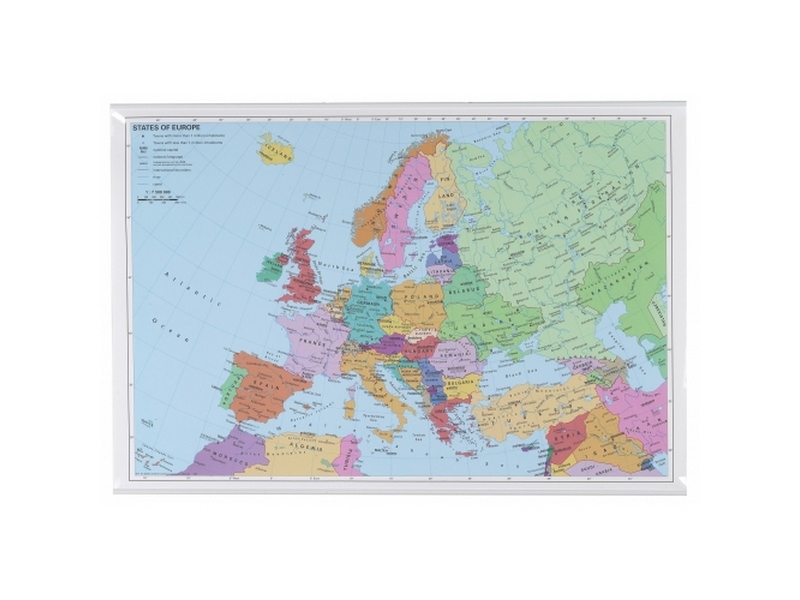 Vægkort Europa 92x60cm.
