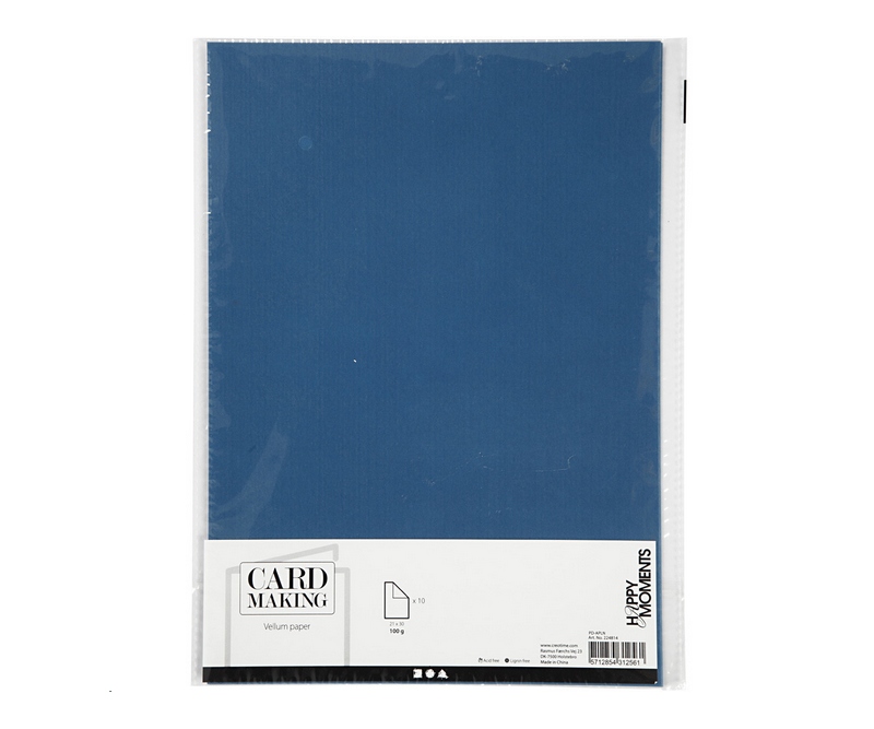 Pergamentpapir, blå, A4 210x297 mm, 100 g, 10ark