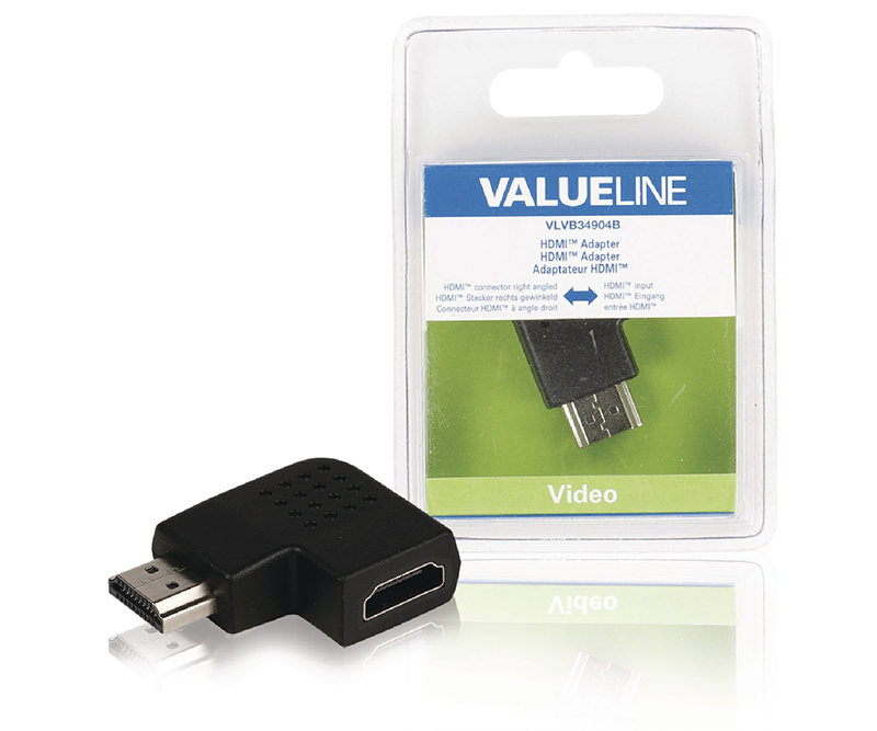 ValueLine - Højhastigheds HDMI med Ethernet-adapter vinklet højre HDMI-stik - HDMI Hun Sort