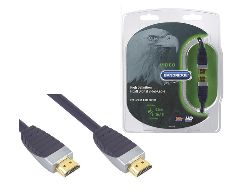 Bandrigde - Højhastigheds HDMI-kabel HDMI-stik - HDMI-stik 5,00 m blå