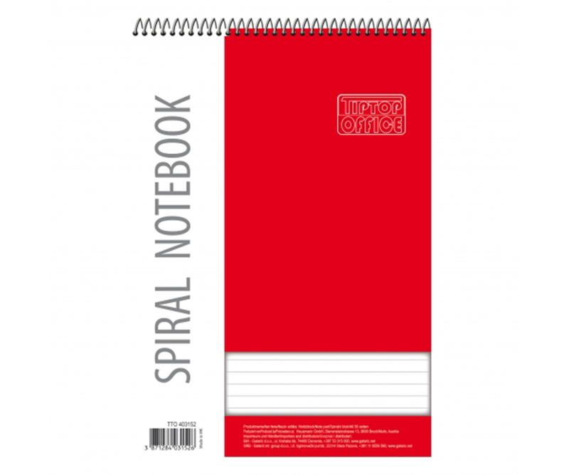 Spiral notesbog - Rød, hvid og grå