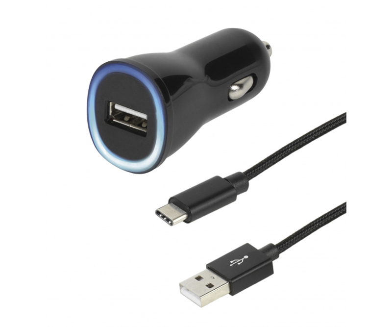 Vivanco -  USB-billader 2.1A + USB-C-kabel sort
