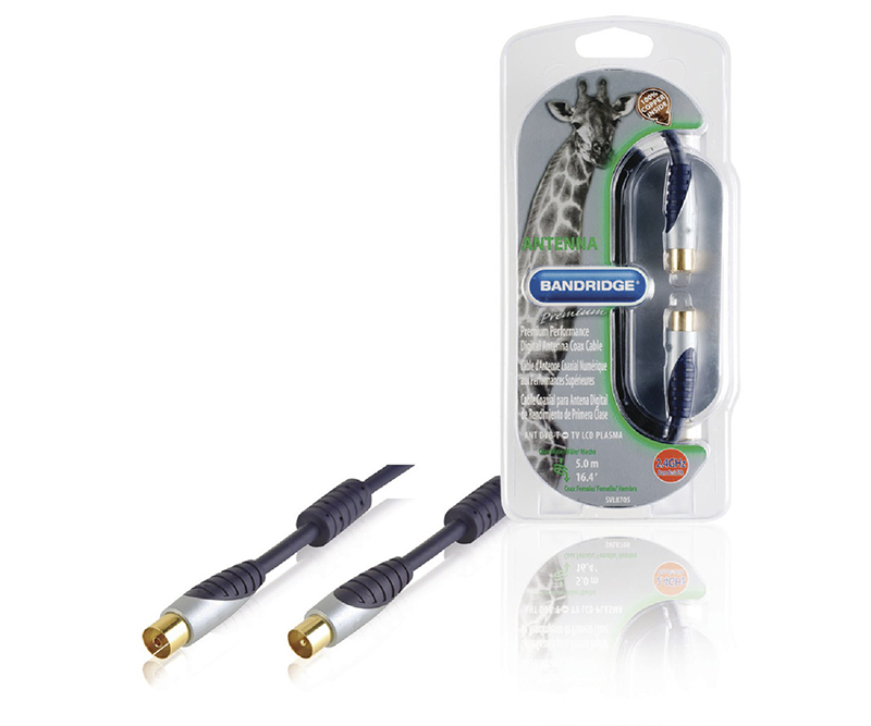 Bandrigde - Coax-kabel 120 dB Coax-han - Coax Hun 5,00 m blå