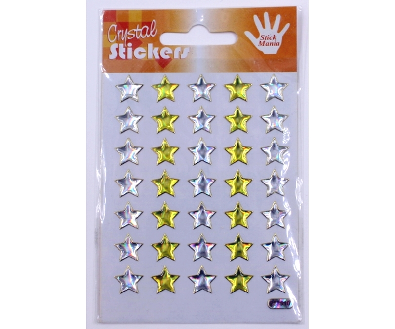 3D Stickers med stjerner i guld/sølv