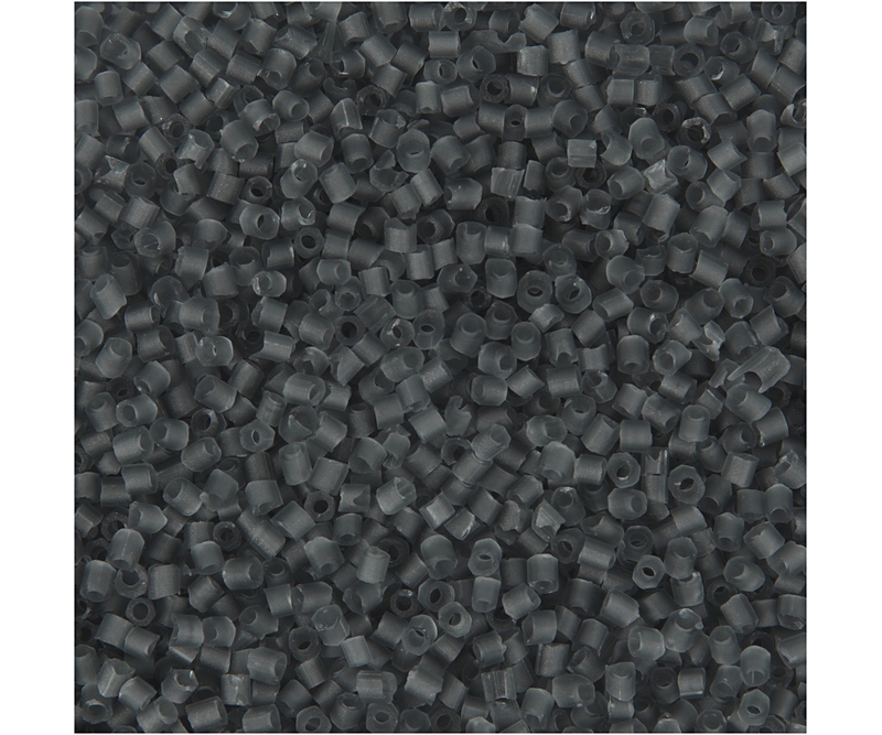 Rocaiperler, 2-cut rørfacon - 1,7 mm, hulstr. 0,6-1,0 mm -transparent grå 100g