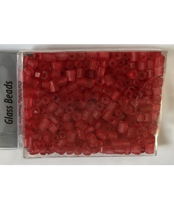 Rocaiperler 2-cut, str. 6/0, hulstr. 0,9-1,2 - 25g -  Frosted red