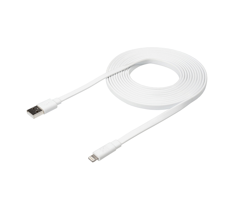 Xtorm Fladt USB-A / Lightning kabel 3m - Hvid