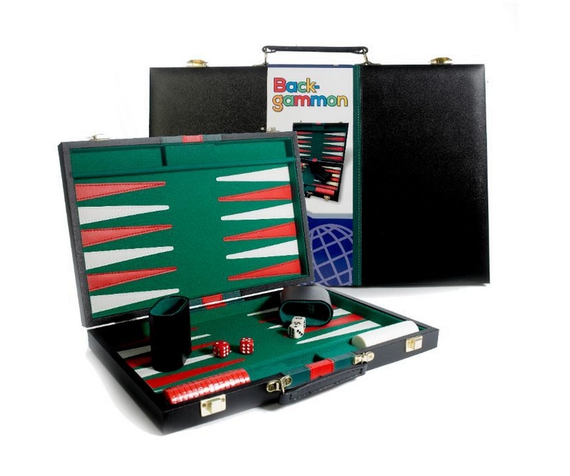 Backgammon i sort kuffert