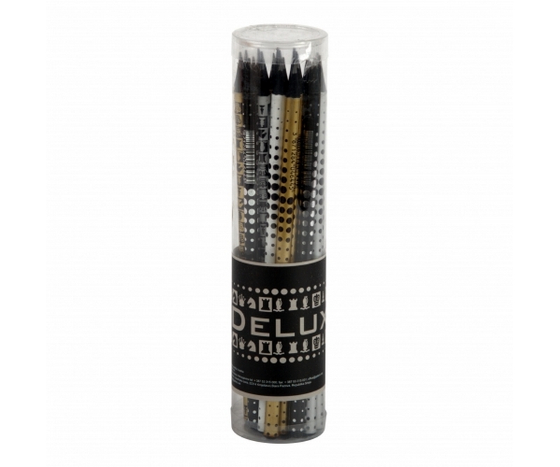 SPIRIT blyant, Sort træ med metallicfolie - Delux - 24 stk