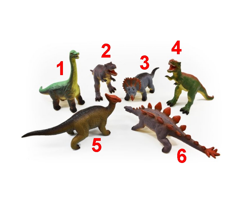 Dinosaurer ca. 32-37 cm - 6 forskellige - pr. stk