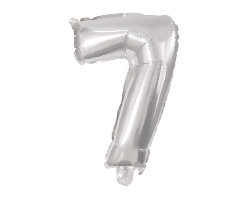 Folie ballon i sølv farve - str 33 cm - Tal nr. 7