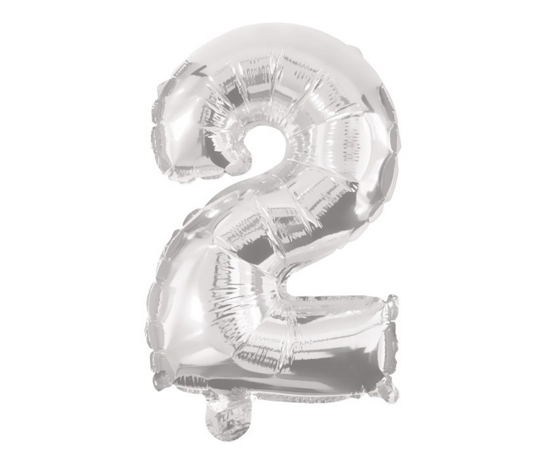 Folie ballon i sølv farve - str 32 cm - Tal nr. 2