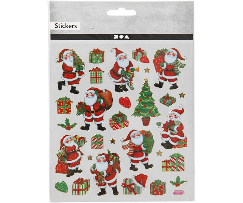 Stickers, Klassiske Julefigurer, 15x16,5 cm, 1 Ark