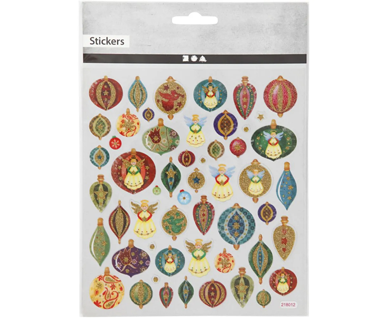 Stickers, Julekugler Og Engle, 15x16,5 cm, 1 Ark