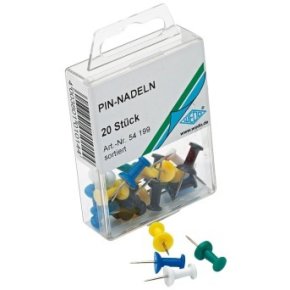 Tegnestifter/Push-pins æske, 20 stk. ass. farver