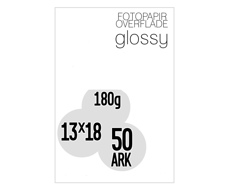Fotopapir Glossy 13x18 cm - 180g/m2 - 50 ark.